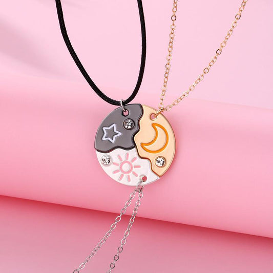 Magnetic Rhinestone Star, Moon & Sun Necklaces (3pc)